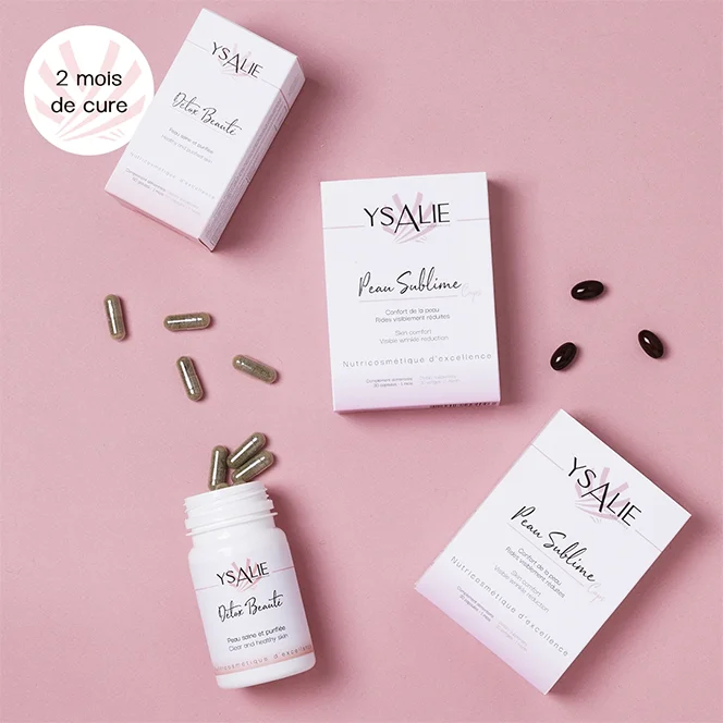 Ysalie - Pack Compléments Alimentaires Méno'Peau comprenant deux boîtes de Peau Sublime (Hydratation de la peau) et deux boîtes de Détox Beauté (Détoxification de la peau)